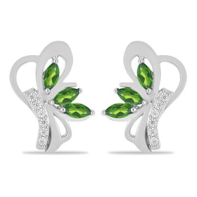 BUY GENUINE CHROME DIOPSITE GEMSTONE EARRINGS IN 925 SILVER